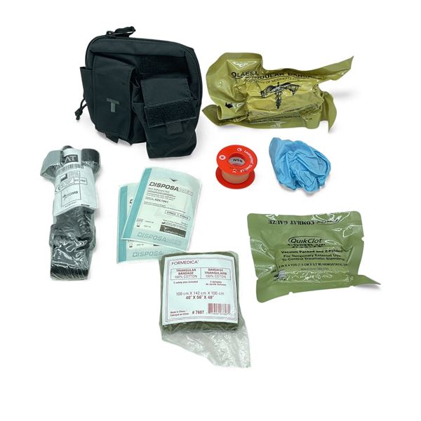 IFAK First Aid Kit with Bandages, Tourniquet, Tape, Gloves, Pouch