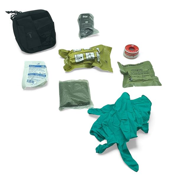 IFAK First Aid Kit, Includes Tourniquet, Tape, Gloves, Bandages, Pouch
