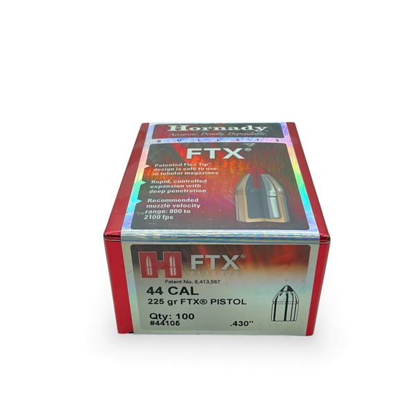 Hornady FTX 44 Cal .430" 225 Grain Pistol Projectiles, 100 Qty