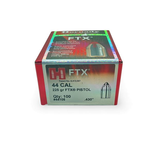 Hornady FTX 44 Cal .430" 225 Grain Pistol Projectiles, 100 Qty
