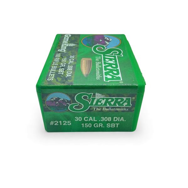 Sierra Game King 30 Cal .308" 150 Grain SBT Projectiles, 100 Qty