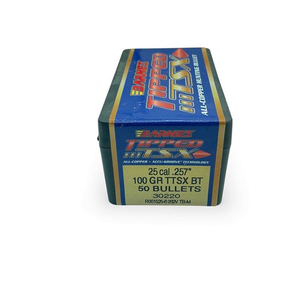 Barnes Tipped TSX 25 Cal .257" 100 Grain BT Projectiles, 50 Qty