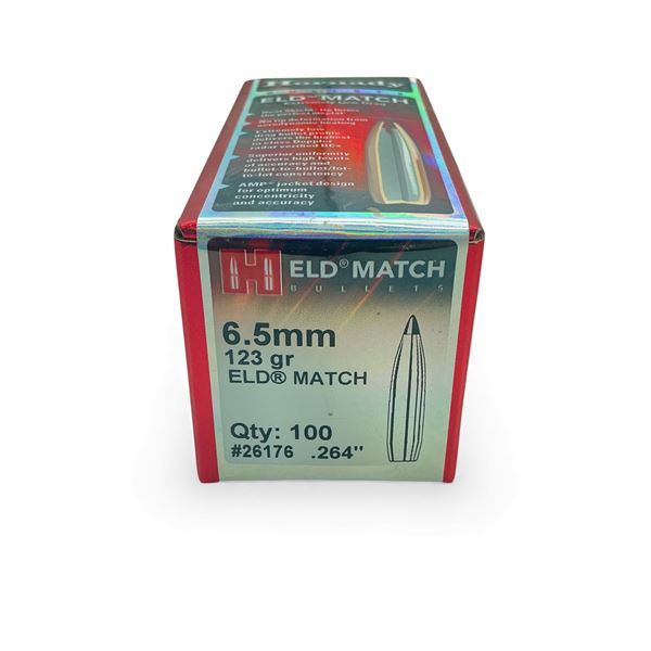 Hornady ELD Match 6.5 mm .264" 123 Grain Projectiles, 100 Qty