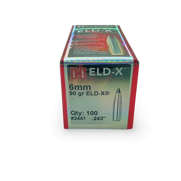 Hornady ELD-X 6 mm .243" 90 Grain Projectiles, 100 Qty