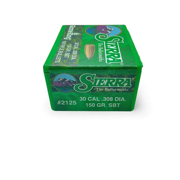 Sierra Game King 30 Cal .308" 150 Grain SBT Projectiles, 100 Qty