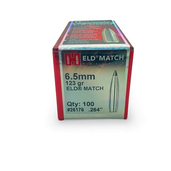 Hornady ELD Match 6.5 mm .264" 123 Grain Projectiles, 100 Qty