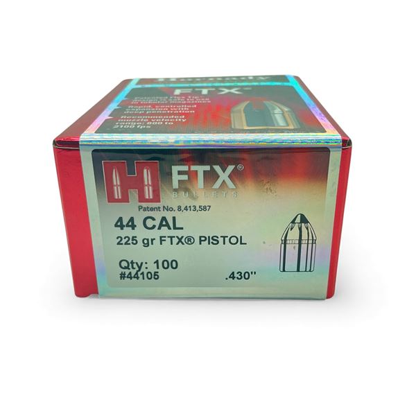 Hornady FTX 44 Cal .430" 225 Grain Pistol Projectiles, 100 Qty