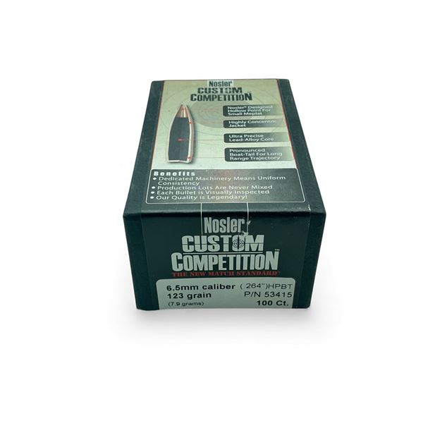 Nosler Custom Competition 6.5 mm .264" 123 Grain HPBT Projectiles, 100 Qty