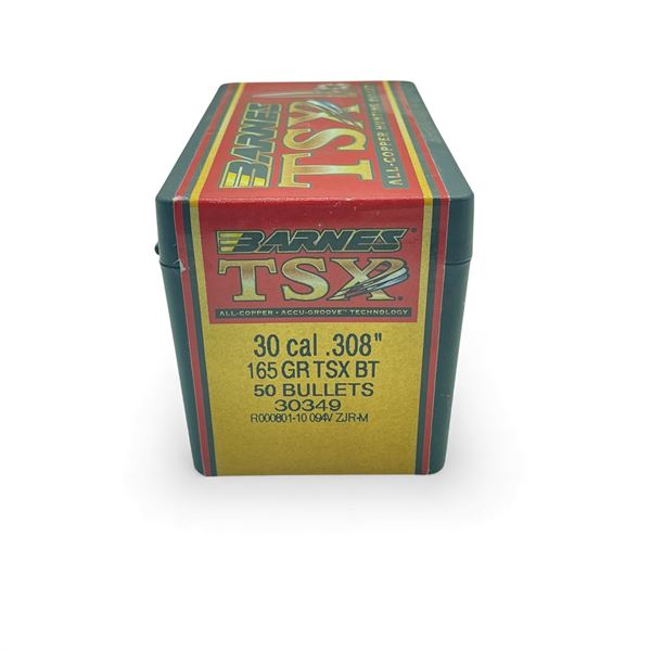 Barnes TSX 30 Cal .308" 165 Grain BT Projectiles, 50 Qty