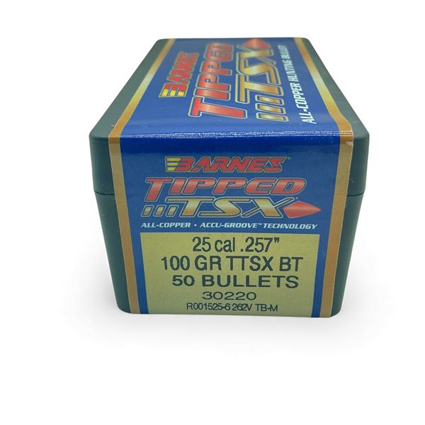 Barnes Tipped TSX 25 Cal .257" 100 Grain BT Projectiles, 50 Qty