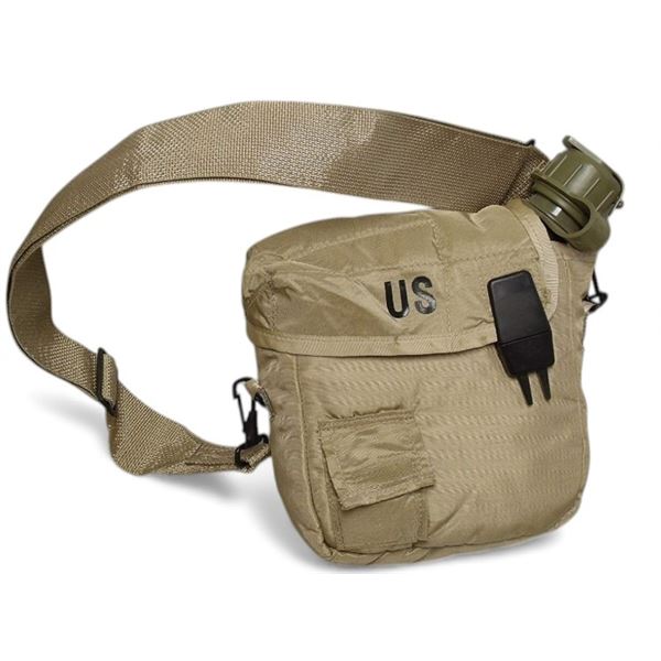 1x US 2 Qrt Canteen with Pouch Tan - Surplus