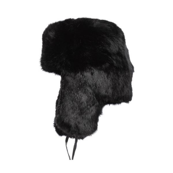 2x Fur Rabbit Hat Black Size Small/Med