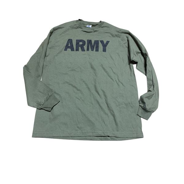 1x Long Sleeve Shirt Olive Green With Army Print on front  Size X-Large