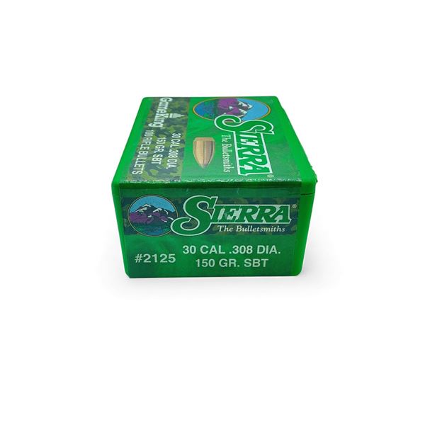 Sierra Game King 30 Cal .308" 150 Grain SBT Projectiles, 100 Qty