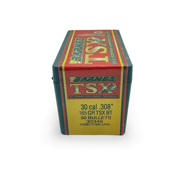 Barnes TSX 30 Cal .308" 165 Grain BT Projectiles, 50 Qty