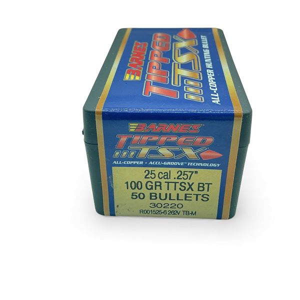 Barnes Tipped TSX 25 Cal .257" 100 Grain BT Projectiles, 50 Qty