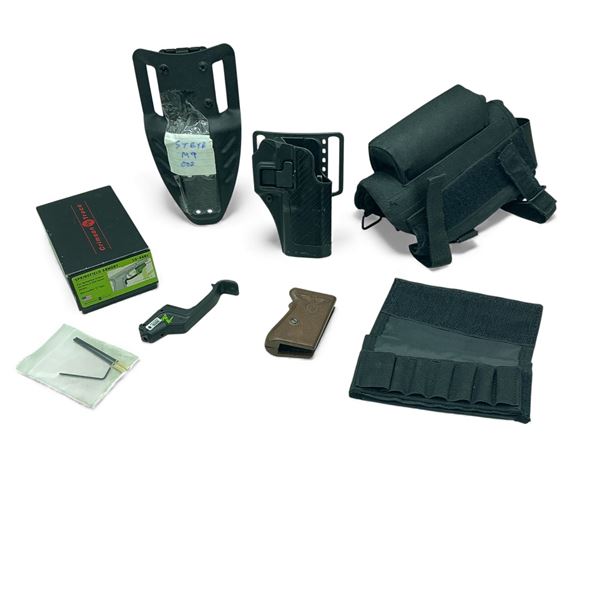 Crimson Trace Laser Sight, Blade Tech Platform for Steyr M9, Glock 22 Holster, Cheek Riser, PPK Grip