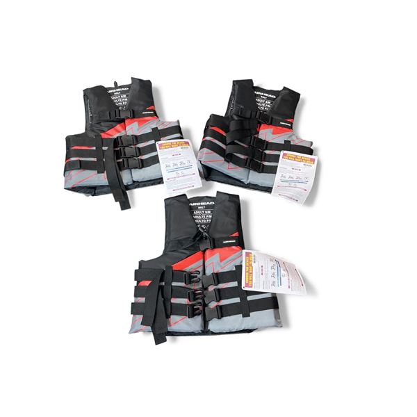 Airhead Bolt Adult Life Jacket Size S/M in Red/ Grey X 3