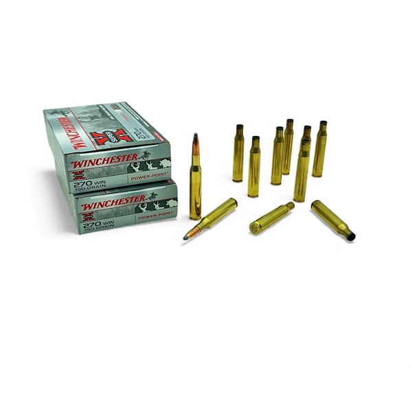 Winchester Super X Power Point 270 Win 150 Grain Ammunition, 35 Rounds and 9 Cases