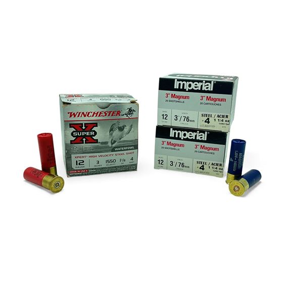 Assorted 12 Ga 3" #4 Ammunition, Approx 59 Rounds