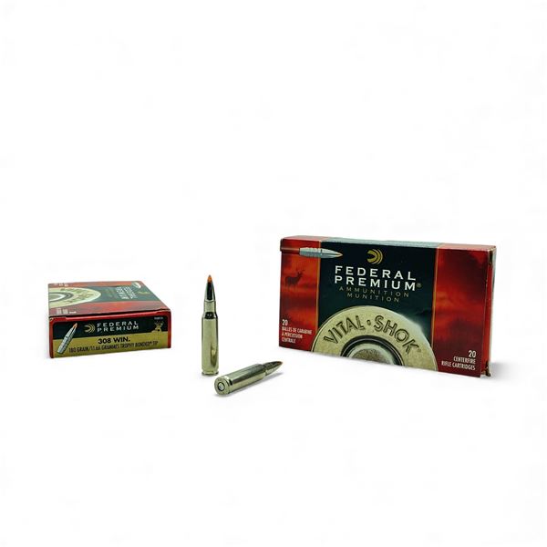 Federal Premium Vital Shok 308 Win 180 Grain Trophy Bonded Tip Ammunition, 40 Rounds
