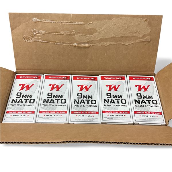 Winchester 9mm Nato, 124 Grain FMJ Ammunition, Case of 500 Rounds