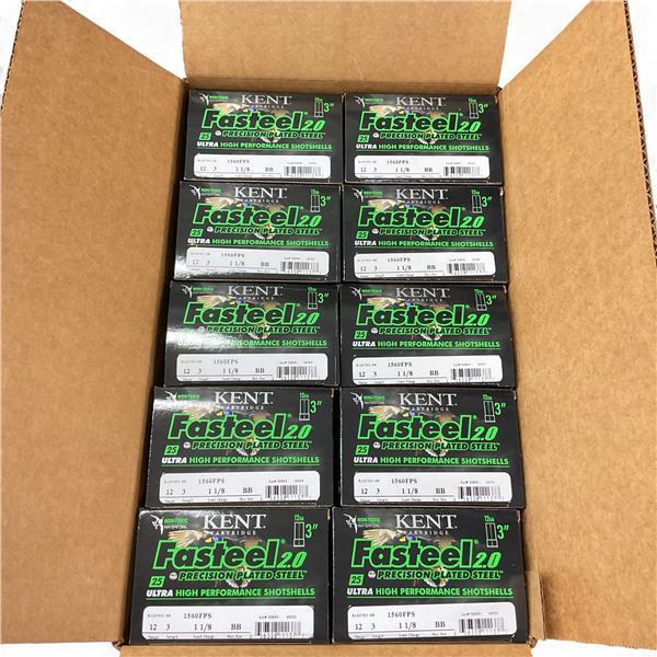 Kent Fasteel 2.0 12 Ga, 3", 1-1/8 oz, BB Shot Ammunition, Case of 250 Rounds