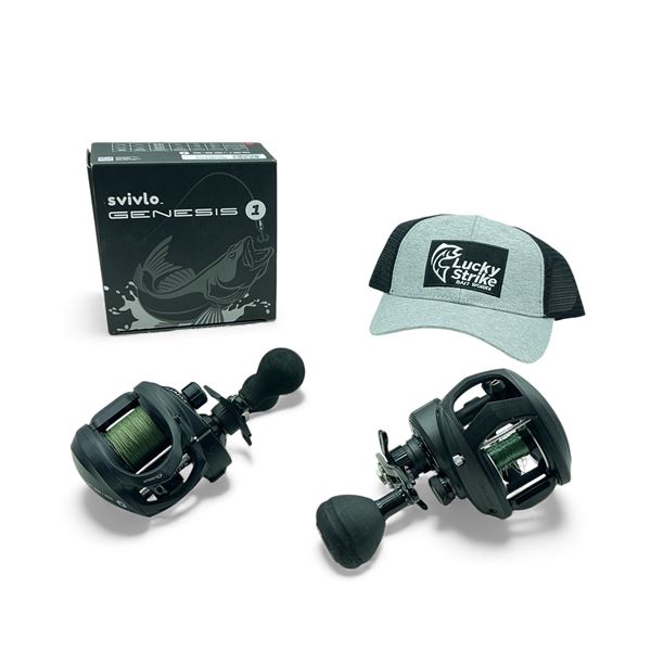 Svivlo Genesis 1, Abu Garcia Revo Toro Beast Reel and Lucky Strike Mesh Back Hat