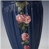 Image 3 : Weller Pottery Blue Drapery Wall Vase with Rose Decoration
