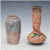 Image 2 : 2pc Weller Pottery Malvern and Drip Glaze Bud Vases
