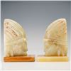 Image 1 : 2pc Alabaster Native American Indian Head Bookends