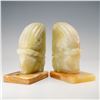 Image 3 : 2pc Alabaster Native American Indian Head Bookends