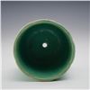 Image 2 : Weller Pottery Green Glazed Flower Pot with Saucer