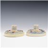 Image 2 : 2pc Weller Pottery Hand-Painted Floral Candlesticks