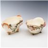 Image 2 : 2pc Weller Pottery Roma Bowls with Applied Rose Decoration