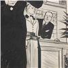 Image 3 : Wayne Hall, Original Ink Drawing on Paper, Elegant Woman at Hotel, Signed