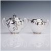 Image 1 : 2pc Porcelain and Silver Overlay Creamer and Sugar with Lid Set