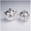 Image 2 : 2pc Porcelain and Silver Overlay Creamer and Sugar with Lid Set