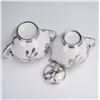 Image 3 : 2pc Porcelain and Silver Overlay Creamer and Sugar with Lid Set