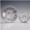 Image 1 : 2pc Sterling Overlay Glass Plate and Small Abstract Overlay Plate