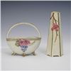 Image 1 : 2pc Weller Pottery Klyro Basket and Hexagonal Dogwood Vase