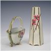 Image 2 : 2pc Weller Pottery Klyro Basket and Hexagonal Dogwood Vase
