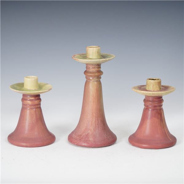 3pc Weller Pottery Candle Holders