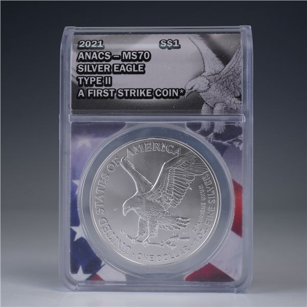 2021 Eagle American Silver Dollar Coin ANACS Graded MS 70