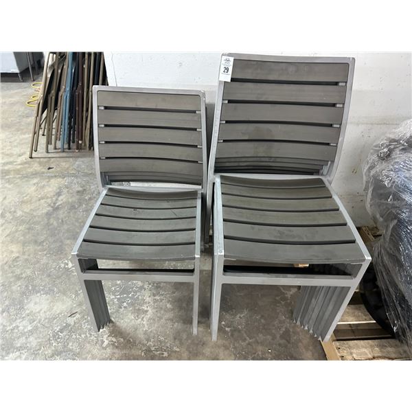 12-Gray Plank Alum. Frame Patio Dining Chairs - 12 X $