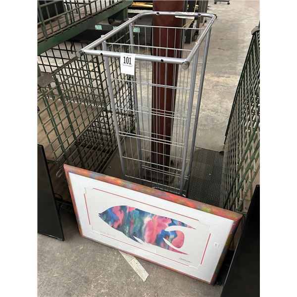 Framed Fish Wall Art, Grey Rack