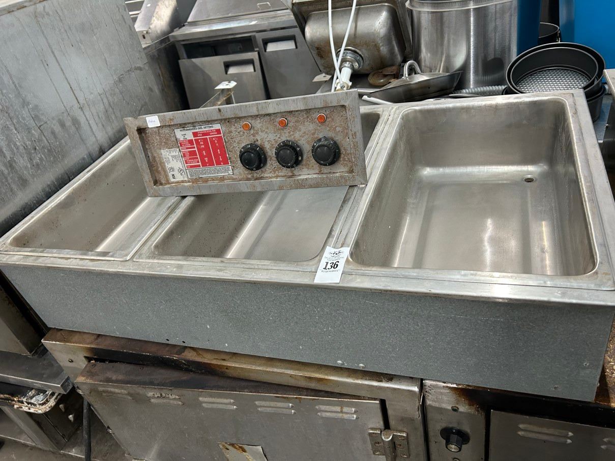 APW Electric Drop In 3 Comp Steam Table w/Thermostat Control