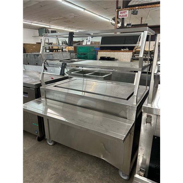 Precision SS  4' Cold Plate Buffet Line Table w/Glass/Sneeze Guard/Double