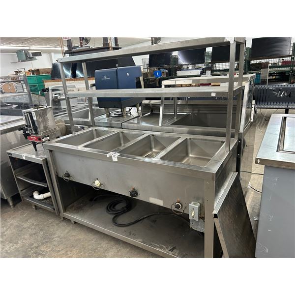 SS Electric 5'  4 Comp Steam Table w/Double Overshelf