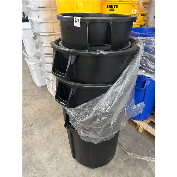 5-Rubbermaid New Black Asst. Size Waste Cans - 5 X $